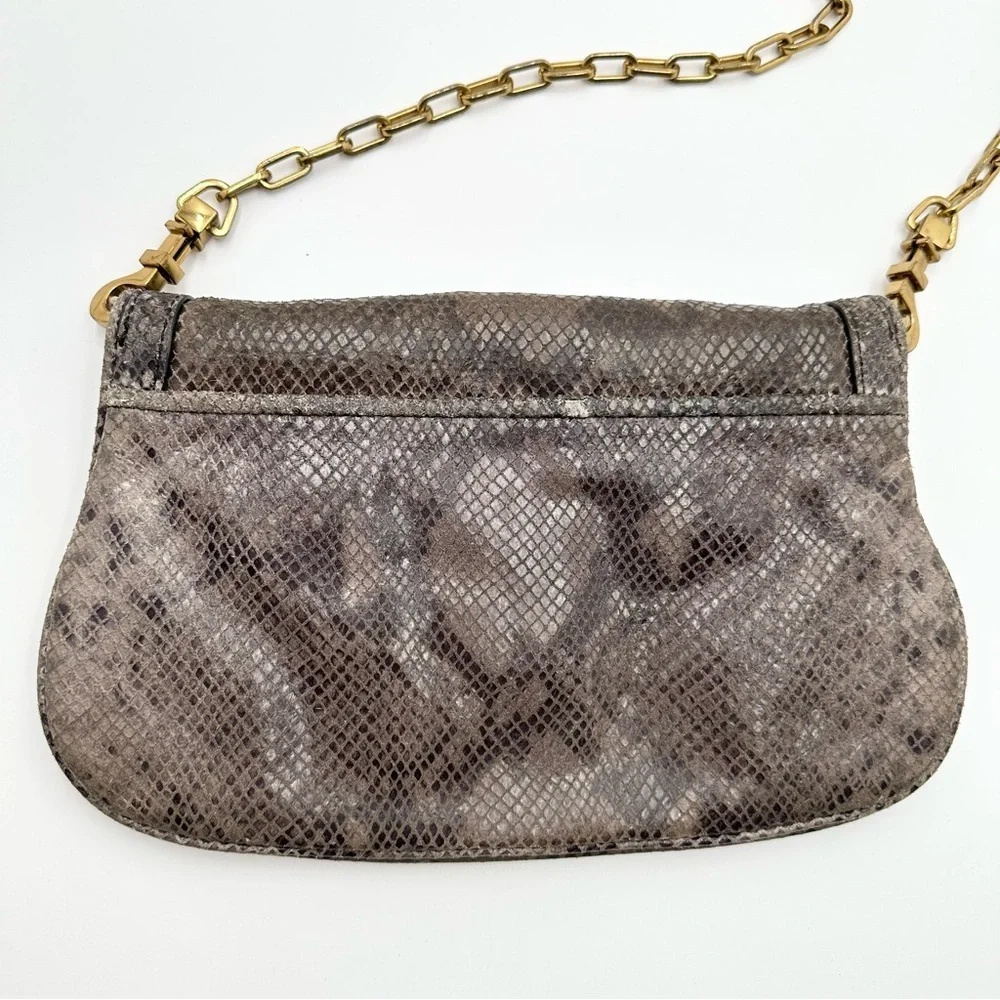 Tory Burch Amanda Snake Print Logo Clutch Crossbody